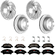 KIT-073024-3051 4-Wheel Set Front and Rear Brake Disc and Pad Kit, Cross-drilled and Slotted 6 Lugs Front-329.95 mm/Rear-329.69 mm Front-Ceramic/Rear-Semi-Metallic, Includes (4) Brake Disc and (2) Brake Pad Set