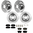 KIT-073024-307 4-Wheel Set Front and Rear Brake Disc and Pad Kit, Plain Surface 5 Lugs Front-311.91 mm/Rear-304.55 mm Ceramic, Includes (4) Brake Disc and (2) Brake Pad Set