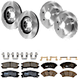 KIT-073024-3117 4-Wheel Set Front and Rear Brake Disc and Pad Kit, Plain Surface 5 Lugs Front-302.77 mm/Rear-277.88 mm Ceramic, Includes (4) Disc and (2) Pad Set