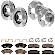 KIT-073024-3123 4-Wheel Set Front and Rear Brake Disc and Pad Kit, Plain Surface 5 Lugs Front-302.77 mm/Rear-277.88 mm Ceramic, Includes (4) Disc and (2) Pad Set
