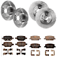 KIT-073024-3164 4-Wheel Set Front and Rear Brake Disc and Pad Kit, Plain Surface 5 Lugs Front-299.97 mm/Rear-267.97 mm Ceramic, Includes (4) Disc and (2) Pad Set