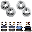 KIT-073024-3166 4-Wheel Set Front and Rear Brake Disc and Pad Kit, Plain Surface 5 Lugs Front-299.97 mm/Rear-292 mm Semi-metallic, Includes (4) Brake Disc and (2) Brake Pad Set