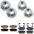 KIT-073024-3168 Front and Rear Brake Disc and Pad Kit, Plain Surface, 5 Lugs, Front-299.97 mm/Rear-292 mm, Front-Semi-Metallic/Rear-Ceramic