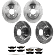 KIT-073024-3176 Front and Rear Brake Disc and Pad Kit, Plain Surface 5 Lugs Front-Ceramic, Rear-Semi-Metallic