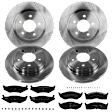 KIT-073024-3177 Front and Rear Brake Disc and Pad Kit, Plain Surface 5 Lugs Front-296.93 mm/Rear-270.26 mm Front-Ceramic/Rear-Semi-Metallic