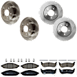 KIT-073024-3187 4-Wheel Set Front and Rear Brake Disc and Pad Kit, Plain Surface 5 Lugs Front-318.01 mm/Rear-311.91 mm Ceramic, Includes (4) Brake Disc and (2) Brake Pad Set