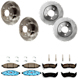 KIT-073024-3191 4-Wheel Set Front and Rear Brake Disc and Pad Kit, Plain Surface 5 Lugs Front-318.01 mm/Rear-311.91 mm Ceramic, Includes (4) Brake Disc and (2) Brake Pad Set