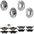 KIT-073024-3274 4-Wheel Set Front and Rear Brake Disc and Pad Kit, Plain Surface 5 Lugs Front-280.92 mm/Rear-289.81 mm Ceramic, Includes (2) Brake Pad Set and (4) Brake Disc