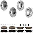 KIT-073024-3278 4-Wheel Set Front and Rear Brake Disc and Pad Kit, Plain Surface 5 Lugs Front-280.92 mm/Rear-289.81 mm Ceramic, Includes (2) Brake Pad Set and (4) Brake Disc