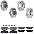 KIT-073024-3292 4-Wheel Set Front and Rear Brake Disc and Pad Kit, Plain Surface 5 Lugs Front-280.92 mm/Rear-289.81 mm Ceramic, Includes (2) Brake Pad Set and (4) Brake Disc