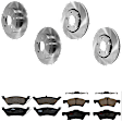 KIT-073024-3293 4-Wheel Set Front and Rear Brake Disc and Pad Kit, Plain Surface 5 Lugs Front-280.92 mm/Rear-289.81 mm Ceramic, Includes (2) Brake Pad Set and (4) Brake Disc
