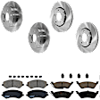 KIT-073024-3295 4-Wheel Set Front and Rear Brake Disc and Pad Kit, Plain Surface 5 Lugs Front-280.92 mm/Rear-289.81 mm Ceramic, Includes (2) Brake Pad Set and (4) Brake Disc