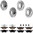 KIT-073024-3296 4-Wheel Set Front and Rear Brake Disc and Pad Kit, Plain Surface 5 Lugs Front-280.92 mm/Rear-289.81 mm Ceramic, Includes (2) Brake Pad Set and (4) Brake Disc
