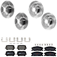 KIT-073024-3306 4-Wheel Set Front and Rear Brake Disc and Pad Kit, Plain Surface 5 Lugs Front and Rear-320.04 mm Semi-metallic, Includes (2) Brake Pad Set and (4) Brake Disc