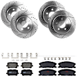 KIT-073024-3310 4-Wheel Set Front and Rear Brake Disc and Pad Kit, Cross-drilled and Slotted 5 Lugs Front and Rear-320.04 mm Semi-metallic, Includes (4) Brake Disc and (2) Brake Pad Set