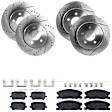 KIT-073024-3312 4-Wheel Set Front and Rear Brake Disc and Pad Kit, Cross-drilled and Slotted 5 Lugs Front and Rear-320.04 mm Semi-metallic, Includes (4) Brake Disc and (2) Brake Pad Set