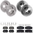 KIT-073024-3314 4-Wheel Set Front and Rear Brake Disc and Pad Kit, Cross-drilled and Slotted 5 Lugs Front-344.93 mm/Rear-320.04 mm Semi-metallic, Includes (4) Brake Disc and (2) Brake Pad Set