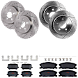 KIT-073024-3316 4-Wheel Set Front and Rear Brake Disc and Pad Kit, Cross-drilled and Slotted 5 Lugs Front-344.93 mm/Rear-320.04 mm Semi-metallic, Includes (4) Brake Disc and (2) Brake Pad Set