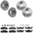 KIT-073024-3317 4-Wheel Set Front and Rear Brake Disc and Pad Kit, Plain Surface 6 Lugs Front-308 mm/Rear-311.91 mm Semi-metallic, Includes (4) Brake Disc and (2) Brake Pad Set