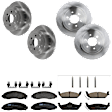 KIT-073024-3320 4-Wheel Set Front and Rear Brake Disc and Pad Kit, Plain Surface 6 Lugs Front-308 mm/Rear-311.91 mm Semi-metallic, Includes (4) Brake Disc and (2) Brake Pad Set
