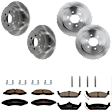 KIT-073024-3321 4-Wheel Set Front and Rear Brake Disc and Pad Kit, Plain Surface 6 Lugs Front-308 mm/Rear-311.91 mm Semi-metallic, Includes (4) Brake Disc and (2) Brake Pad Set