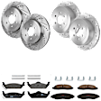 KIT-073024-3327 4-Wheel Set Front and Rear Brake Disc and Pad Kit, Cross-drilled and Slotted 6 Lugs Front-308 mm/Rear-312 mm Semi-metallic, Includes (4) Brake Disc and (2) Brake Pad Set