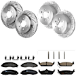 KIT-073024-3329 4-Wheel Set Front and Rear Brake Disc and Pad Kit, Cross-drilled and Slotted 6 Lugs Front-308 mm/Rear-312 mm Semi-metallic, Includes (4) Brake Disc and (2) Brake Pad Set