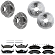KIT-073024-3335 4-Wheel Set Front and Rear Brake Disc and Pad Kit, Plain Surface 6 Lugs Front-308 mm/Rear-311.91 mm Semi-metallic, Includes (4) Brake Disc and (2) Brake Pad Set