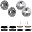 KIT-073024-3338 4-Wheel Set Front and Rear Brake Disc and Pad Kit, Plain Surface 6 Lugs Front-308 mm/Rear-311.91 mm Semi-metallic, Includes (4) Brake Disc and (2) Brake Pad Set