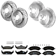 KIT-073024-3344 4-Wheel Set Front and Rear Brake Disc and Pad Kit, Cross-drilled and Slotted 6 Lugs Front-308 mm/Rear-312 mm Semi-metallic, Includes (4) Brake Disc and (2) Brake Pad Set