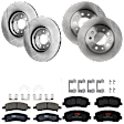 KIT-073024-3354 4-Wheel Set Front and Rear Brake Disc and Pad Kit, Plain Surface 5 Lugs Front-305 mm/Rear-263.91 mm Ceramic, Includes (4) Brake Disc and (2) Brake Pad Set
