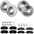 KIT-073024-3357 4-Wheel Set Front and Rear Brake Disc and Pad Kit, Plain Surface 5 Lugs Front-305 mm/Rear-263.91 mm Ceramic, Includes (4) Brake Disc and (2) Brake Pad Set