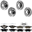 KIT-073024-3362 4-Wheel Set Front and Rear Brake Disc and Pad Kit, Plain Surface 5 Lugs Front and Rear-329.95 mm Ceramic, Includes (2) Brake Pad Set and (4) Brake Disc