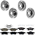 KIT-073024-3367 4-Wheel Set Front and Rear Brake Disc and Pad Kit, Plain Surface 5 Lugs Front and Rear-329.95 mm Ceramic, Includes (2) Brake Pad Set and (4) Brake Disc