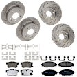 KIT-073024-337 4-Wheel Set Front and Rear Brake Disc and Pad Kit, Cross-drilled and Slotted 5 Lugs Front-299.97 mm/Rear-259.59 mm Ceramic, Includes (2) Brake Pad Set and (4) Brake Disc