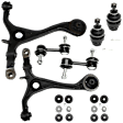 8-Piece Kit Front, Driver and Passenger Side Suspension Kit, Includes (2) Ball Joint, (2) Control Arm, (2) Strut Mount Bushing, and (2) Sway Bar Link
