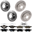 KIT-073024-3407 4-Wheel Set Front and Rear Brake Disc and Pad Kit, Cross-drilled and Slotted 5 Lugs Front and Rear-330 mm Ceramic, Includes (2) Brake Pad Set and (4) Brake Disc