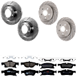 KIT-073024-3409 4-Wheel Set Front and Rear Brake Disc and Pad Kit, Cross-drilled and Slotted 5 Lugs Front and Rear-330 mm Ceramic, Includes (2) Brake Pad Set and (4) Brake Disc