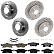 KIT-073024-3412 4-Wheel Set Front and Rear Brake Disc and Pad Kit, Cross-drilled and Slotted 5 Lugs Front and Rear-330 mm Ceramic, Includes (2) Brake Pad Set and (4) Brake Disc