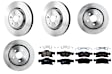 KIT-073024-3470 4-Wheel Set Front and Rear Brake Disc and Pad Kit, Plain Surface, 5 Lugs, Semi-Metallic - Front, Ceramic - Rear, 380mm Front Disc, 350mm Vented Rear Disc, Heavy Duty Brakes