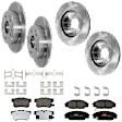 KIT-073024-357 4-Wheel Set Front and Rear Brake Disc and Pad Kit, Plain Surface 5 Lugs Front-261.62 mm/Rear-259.59 mm Ceramic, Includes (4) Brake Disc and (2) Brake Pad Set