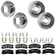KIT-073024-3647 Front and Rear Brake Disc and Pad Kit, Plain Surface, 5 Lugs, Front-275.84 mm/Rear-261.87 mm, Front-Semi-Metallic/Rear-Ceramic