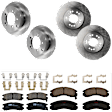 KIT-073024-3649 Front and Rear Brake Disc and Pad Kit, Plain Surface, 5 Lugs, Front-275.84 mm/Rear-261.87 mm, Front-Semi-Metallic/Rear-Ceramic