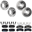 KIT-073024-3653 4-Wheel Set Front and Rear Brake Disc and Pad Kit, Plain Surface 5 Lugs Front-275.84 mm/Rear-261.87 mm Semi-metallic AWD, Includes (4) Brake Disc and (2) Brake Pad Set