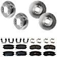 KIT-073024-3654 4-Wheel Set Front and Rear Brake Disc and Pad Kit, Plain Surface 5 Lugs Front-275.84 mm/Rear-261.87 mm Front-Ceramic/Rear-Semi-Metallic AWD, Includes (4) Brake Disc and (2) Brake Pad Set