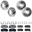 KIT-073024-3658 4-Wheel Set Front and Rear Brake Disc and Pad Kit, Plain Surface 5 Lugs Front-275.84 mm/Rear-261.87 mm Front-Ceramic/Rear-Semi-Metallic AWD, Includes (4) Brake Disc and (2) Brake Pad Set