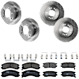 KIT-073024-3659 4-Wheel Set Front and Rear Brake Disc and Pad Kit, Plain Surface 5 Lugs Front-275.84 mm/Rear-261.87 mm Semi-metallic AWD, Includes (4) Brake Disc and (2) Brake Pad Set