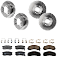 KIT-073024-3661 4-Wheel Set Front and Rear Brake Disc and Pad Kit, Plain Surface 5 Lugs Front-275.84 mm/Rear-261.87 mm Semi-metallic AWD, Includes (4) Brake Disc and (2) Brake Pad Set