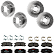 KIT-073024-3666 4-Wheel Set Front and Rear Brake Disc and Pad Kit, Plain Surface 5 Lugs Front-275.84 mm/Rear-261.87 mm Ceramic AWD, Includes (4) Brake Disc and (2) Brake Pad Set