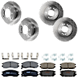 KIT-073024-3670 4-Wheel Set Front and Rear Brake Disc and Pad Kit, Plain Surface 5 Lugs Front-275.84 mm/Rear-261.87 mm Front-Ceramic/Rear-Semi-Metallic AWD, Includes (4) Brake Disc and (2) Brake Pad Set